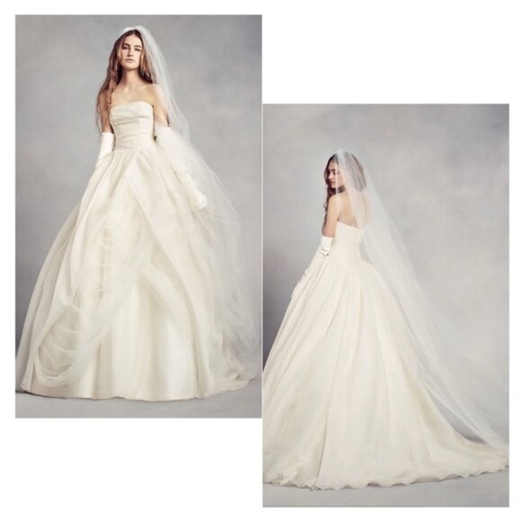 Vera Wang White Textured Organza Wedding Dress - Picture 1 of 5